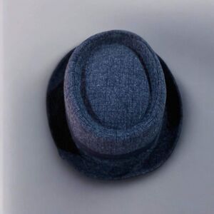 Plaid Black Blue Pork Pie Trilby Fedora Hat - NEW